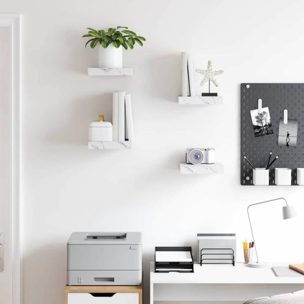 Wandregale 4 pcs Weiß Marmor 23 x 23,5 x 4 cm Holzwerkstoff