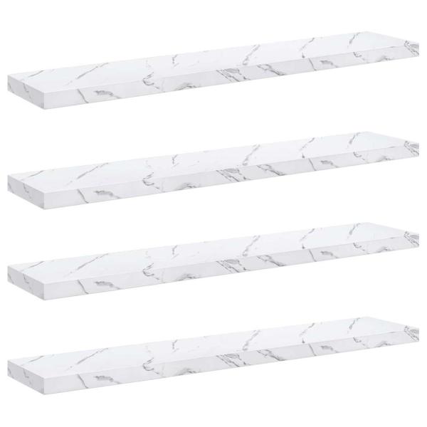Wandregale 4 pcs Weiß Marmor 120 x 23,5 x 4 cm Holzwerkstoff