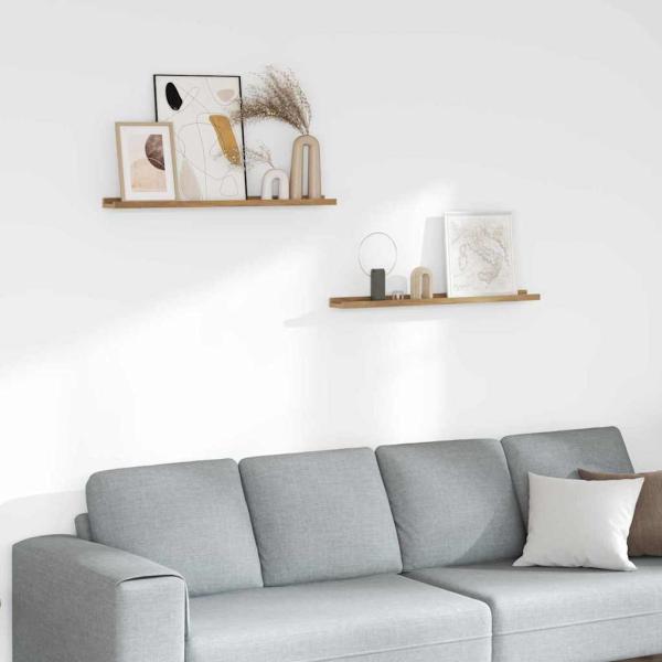 ARDEBO.de - Wandregale mit Regal 2 pcs Braun 80 x 9 x 3 cm Holzwerkstoff