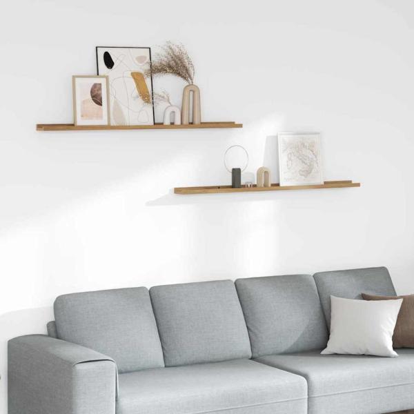 ARDEBO.de - Wandregale mit Regal 2 pcs Braun 115 x 9 x 3 cm Holzwerkstoff