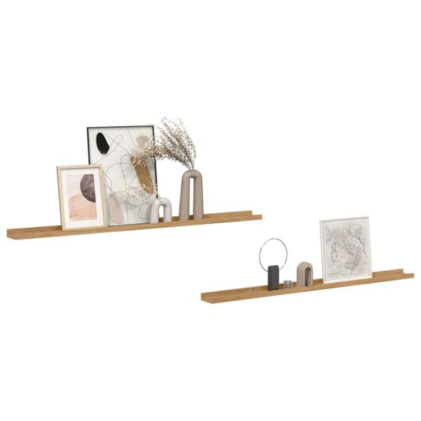 Wandregale mit Regal 2 pcs Braun 115 x 9 x 3 cm Holzwerkstoff
