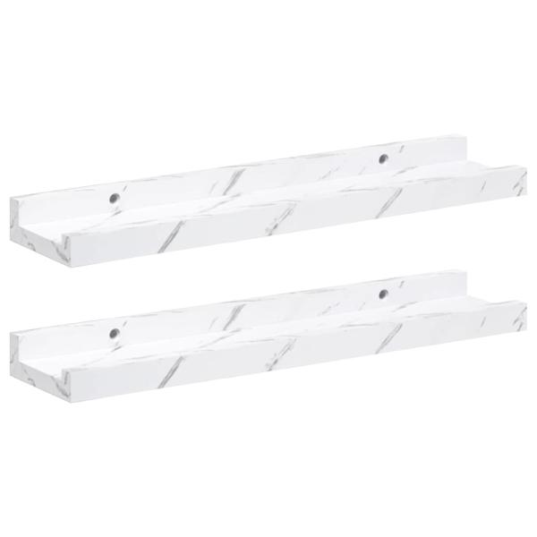 Wandregale 2 pcs Weiß Marmor 40 x 9 x 3 cm Holzwerkstoff