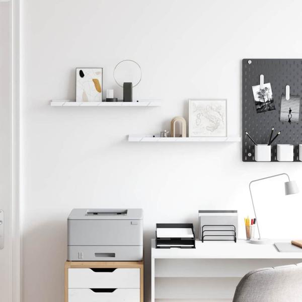 Wandregale 2 pcs Weiß Marmor 60 x 9 x 3 cm Holzwerkstoff