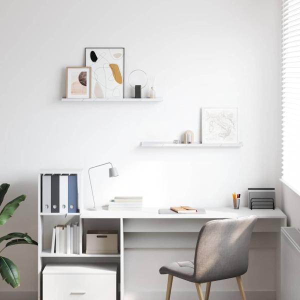 Wandregale 2 pcs Weiß Marmor 80 x 9 x 3 cm Holzwerkstoff