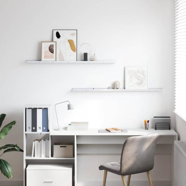 Wandregale 2 pcs Weiß Marmor 115 x 9 x 3 cm Holzwerkstoff