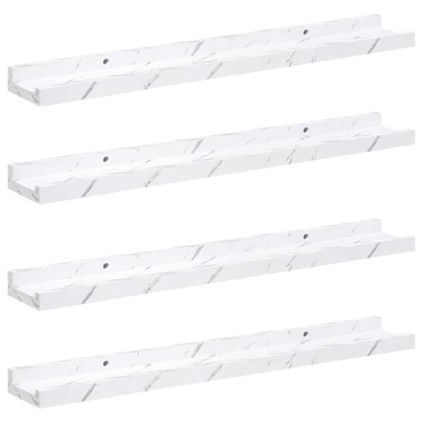 Wandregale 4 pcs Weiß Marmor 60 x 9 x 3 cm Holzwerkstoff