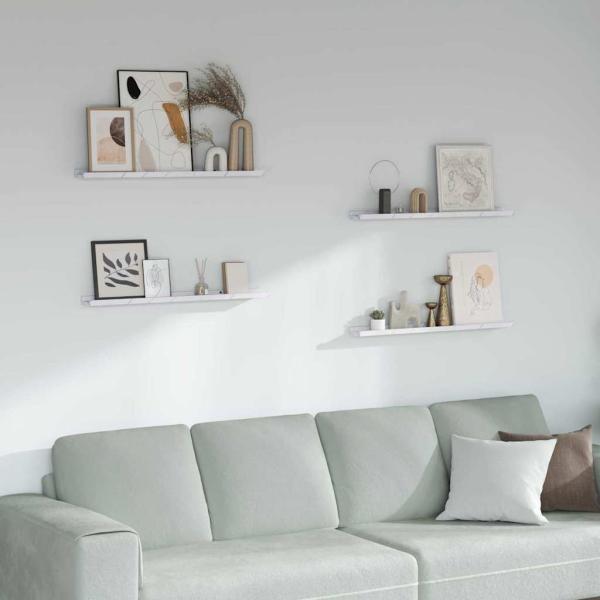 ARDEBO.de - Wandregale 4 pcs Weiß Marmor 80 x 9 x 3 cm Holzwerkstoff