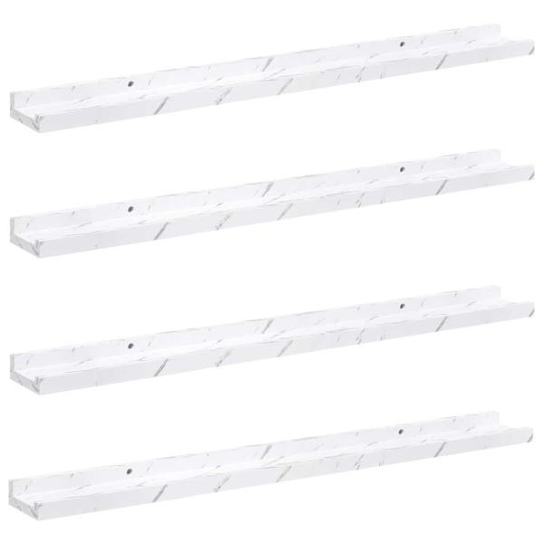 Wandregale 4 pcs Weiß Marmor 80 x 9 x 3 cm Holzwerkstoff