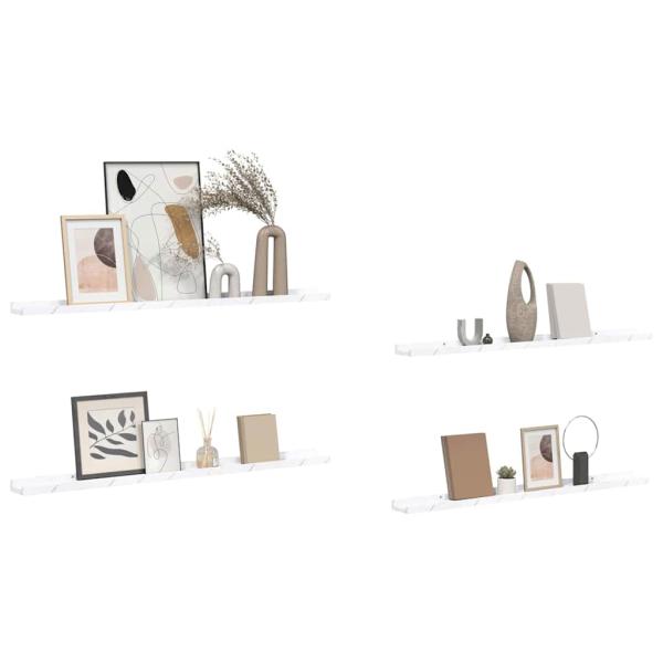 Wandregale 4 pcs Weiß Marmor 100 x 9 x 3 cm Holzwerkstoff