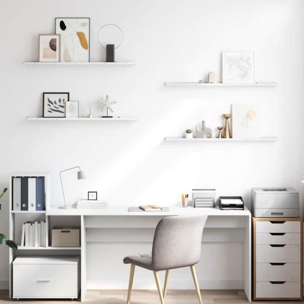 Wandregale 4 pcs Weiß Marmor 100 x 9 x 3 cm Holzwerkstoff