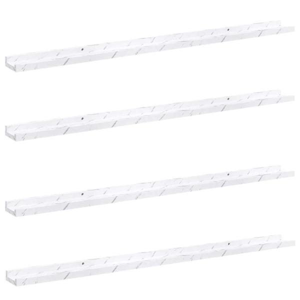 Wandregale 4 pcs Weiß Marmor 115 x 9 x 3 cm Holzwerkstoff