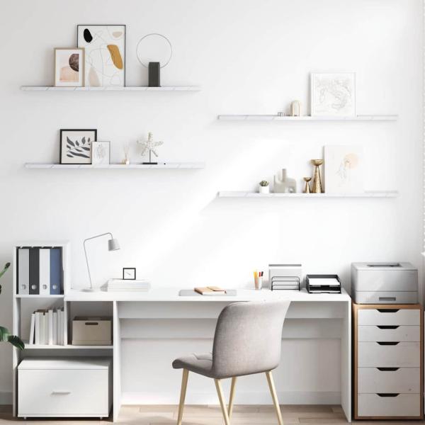 Wandregale 4 pcs Weiß Marmor 115 x 9 x 3 cm Holzwerkstoff