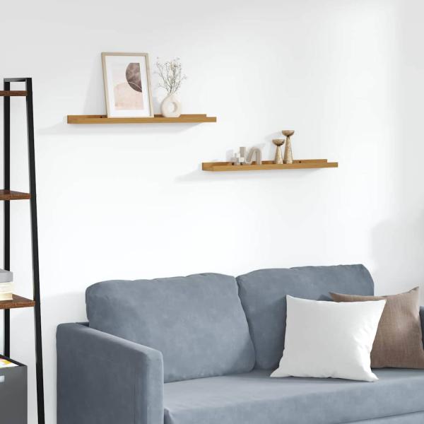 ARDEBO.de - Wandregale mit Regal 2 pcs Beige 60 x 9 x 3 cm Holzwerkstoff