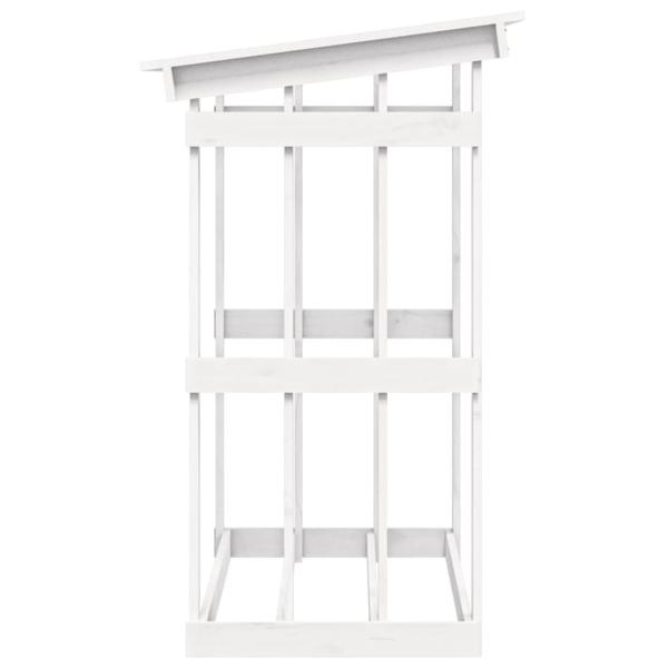 Kaminholzregal Weiß 108x64,5x109 cm Massivholz Kiefer