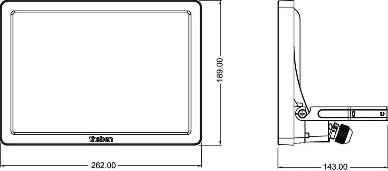 Theben theLeda B100 dual WH LED-Strahler, 100W, 125lm/W, 3000/4000K umschaltbar, DarkSky-Funktion, klare Linse, Neigung 35° oben/90° unten, IK07, IP65, weiß (1020678)