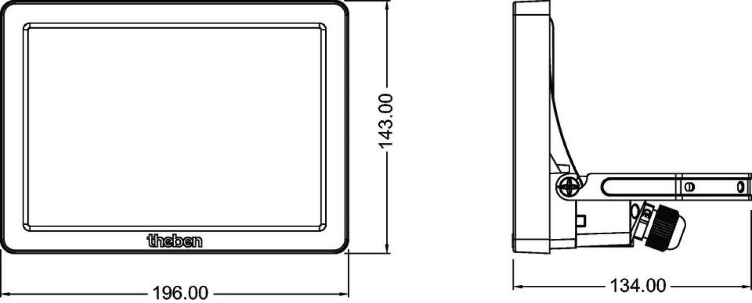 Theben theLeda B50 dual WH LED-Strahler, 50W, 125lm/W, 3000/4000K umschaltbar, DarkSky-Funktion, klare Linse, Neigung 70° oben/90° unten, IK07, IP65, weiß (1020676)
