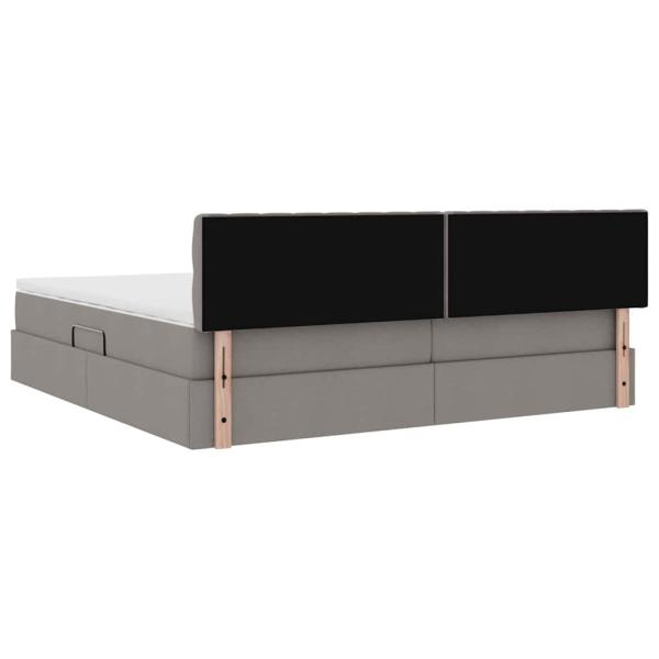 Aufbewahrungsbett mit Matratze Taupe 200 x 200 cm Holzwerkstoff