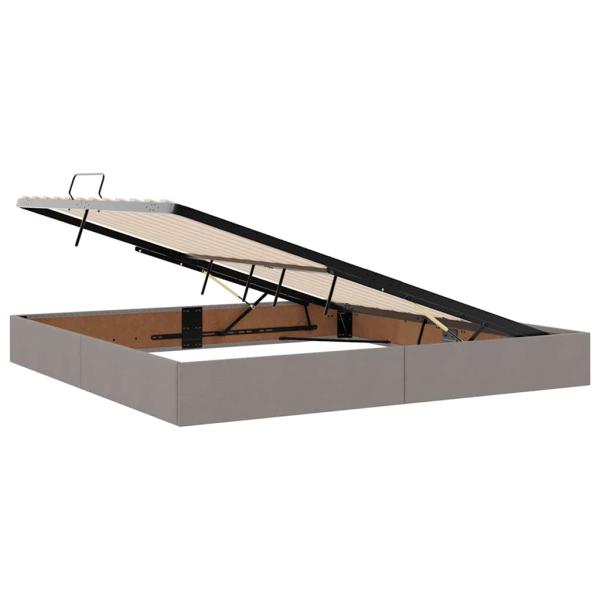 Aufbewahrungsbett mit Matratze Taupe 200 x 200 cm Holzwerkstoff