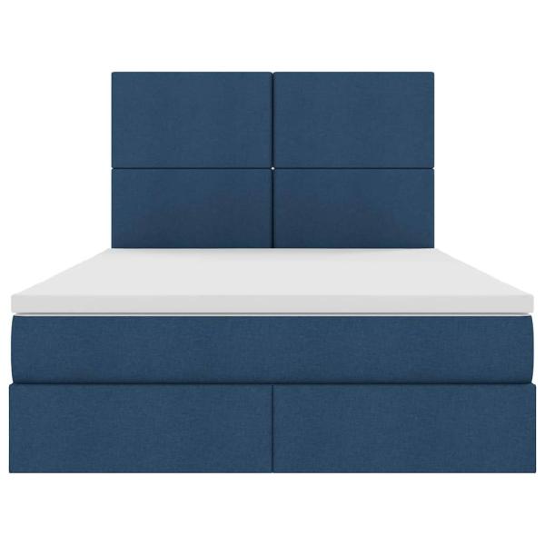 Aufbewahrungsbett mit Matratze Blau 140 x 190 cm Kunstleder