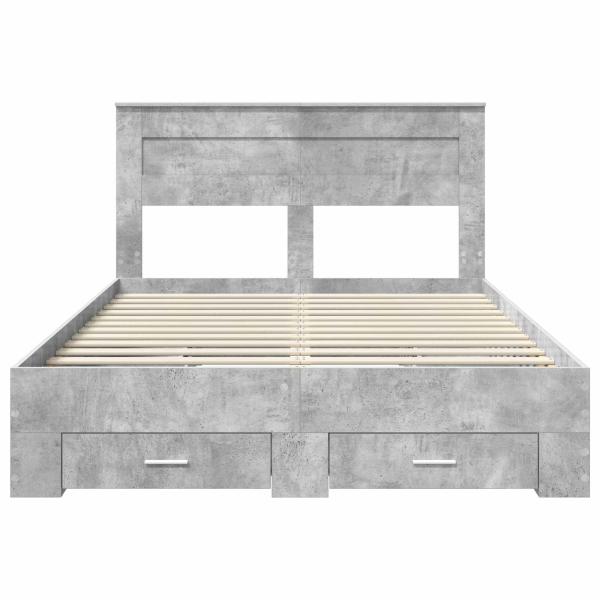 Bettrahmen mit Schubladen Beton Grau 150 x 200 cm Holzwerkstoff