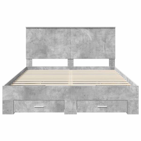 Bettrahmen mit Kopfteil Beton Grau 150 x 200 cm Holzwerkstoff