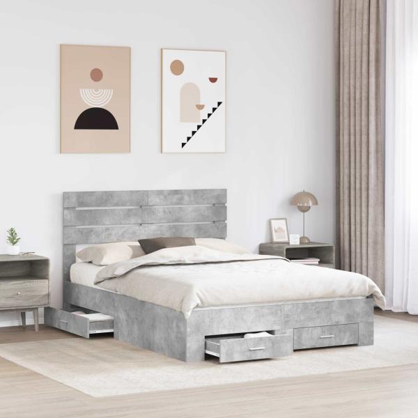 Bettgestell mit Schubladen mit Kopfteil Holzwerkstoff