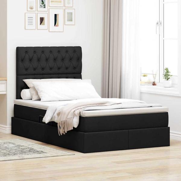 ARDEBO.de - Bett mit Stauraum und LED Schwarz 120 x 200 cm Polyester