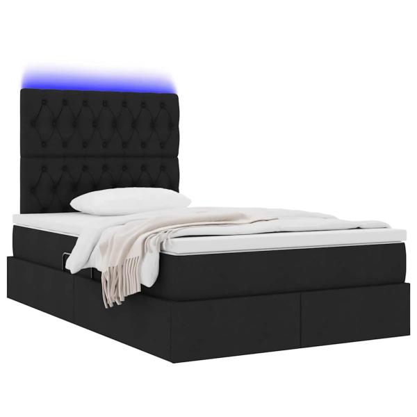 Bett mit Stauraum und LED Schwarz 120 x 200 cm Polyester