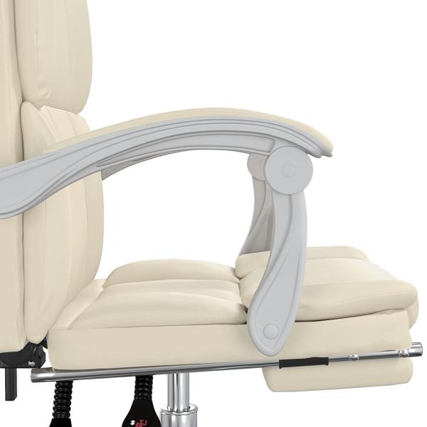 Bürostuhl mit Liegefunktion Creme Kunstleder