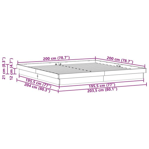 Bettrahmen Weiß 200 x 200 cm Massives Kiefernholz