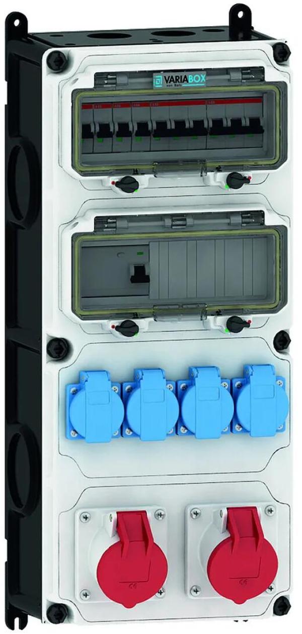 ARDEBO.de Bals VARIABOX-XL Wandverteiler, IP44, 4xSCHUKO-Steckdosen, 2CEE16A, grau (891189