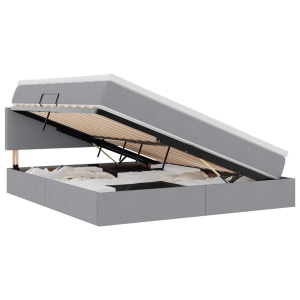 Bett mit Stauraum und LED Hellgrau 160 x 200 cm Polyester