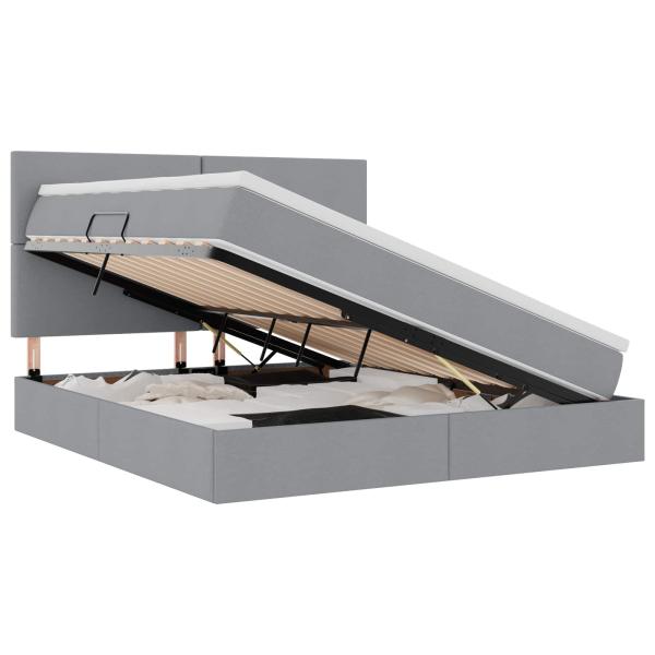 Aufbewahrungsbett mit Matratze Hellgrau 160 x 200 cm Kunstleder