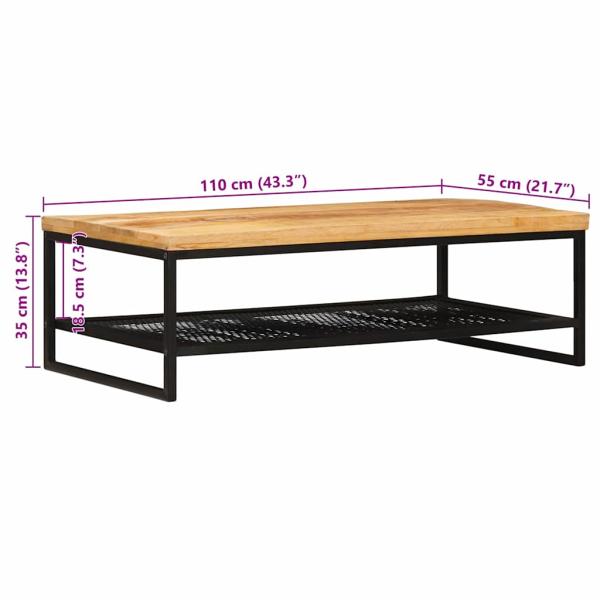 Couchtisch Braun und Schwarz 110 x 55 x 35 cm Massivholz Mango