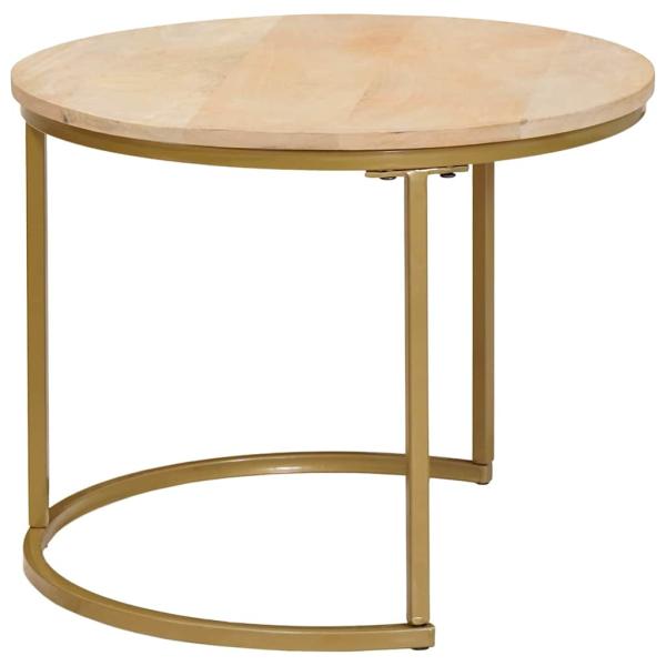 Nesting-Couchtische 3 pcs Weiß Massivholz Mango und Stahl