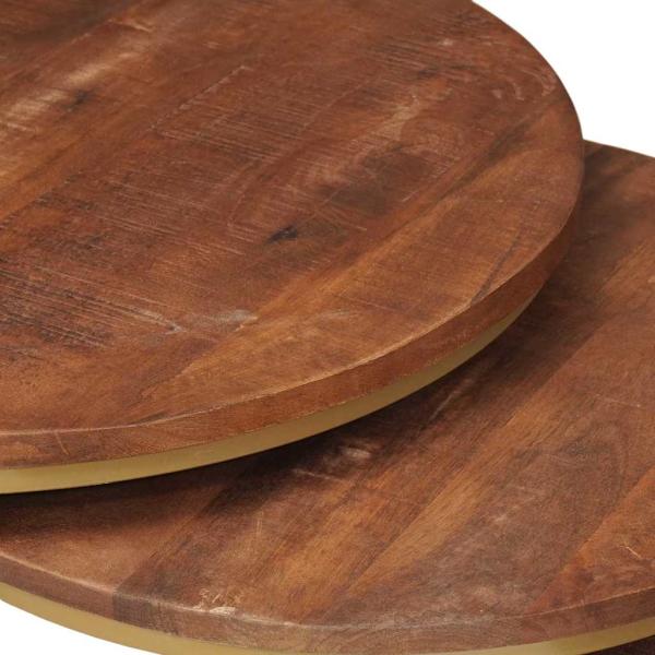 ARDEBO.de - Nesting-Couchtische 3 pcs Honigbraun Massivholz Mango und Stahl