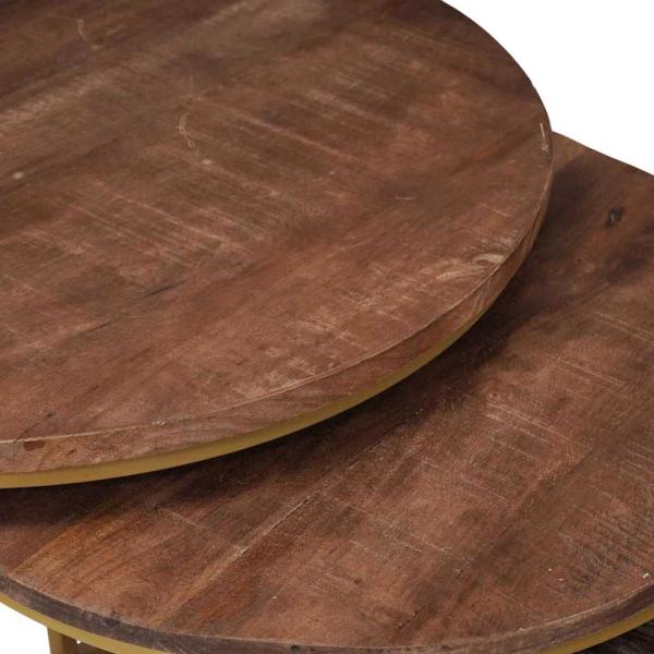 Nesting-Couchtische 2 pcs Massivholz Mango und Stahl
