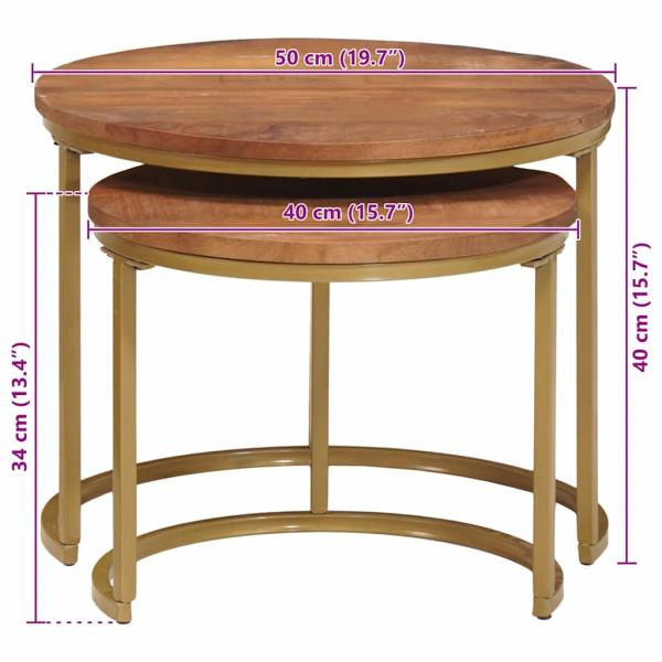 Nesting-Couchtische 2 pcs Honigbraun Massivholz Mango und Stahl