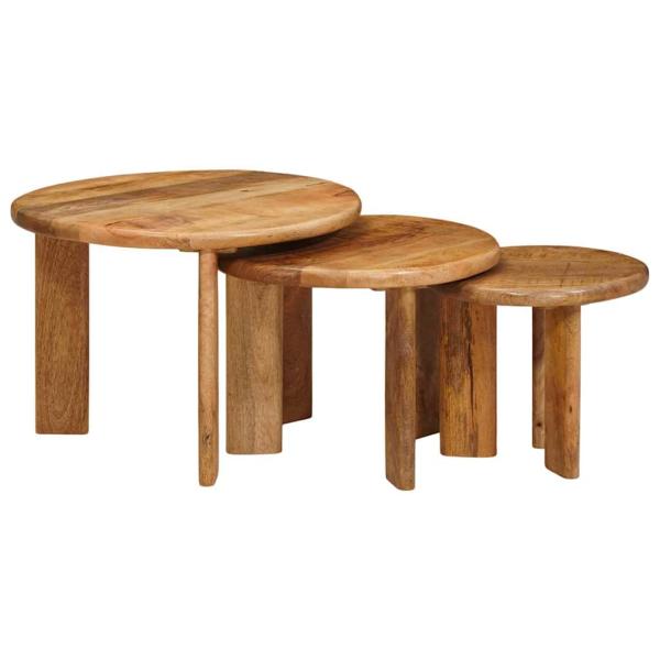 ARDEBO.de - Satztische 3 pcs Braun Massivholz Mango
