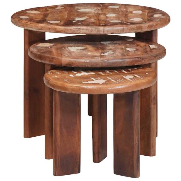 Satztische 3 pcs Mehrfarbig Massives Altholz