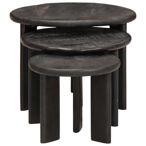 Satztische 3 pcs Weiß Massivholz Mango