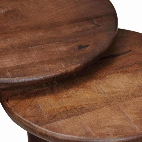 Satztische 3 pcs Dunkelbraun Massivholz Mango