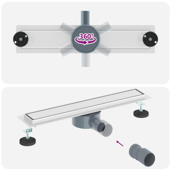 Duschablauf 2-in-1 mit 360° Siphon Silber 50 cm Edelstahl 304