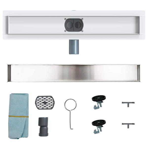 Duschablauf 2-in-1 mit 360° Siphon Silber 50 cm Edelstahl 304