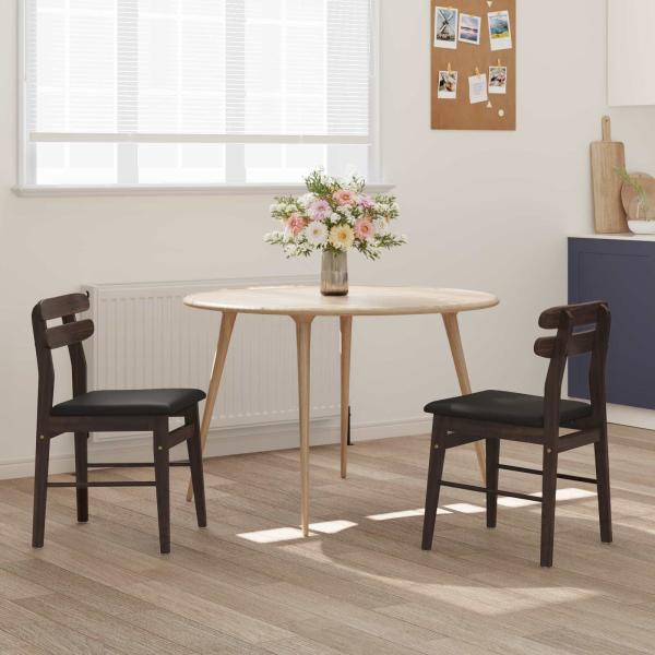 Esszimmerstuhl 2 pcs Hellbraun und Schwarz Massivholz