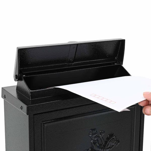 Wandmontierter Briefkasten mit Speicher Schwarz 29 x 13 x 41 cm