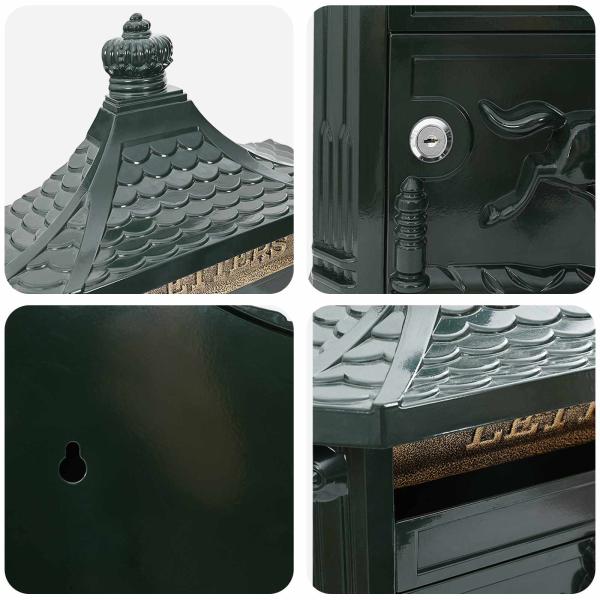 Wandmontierter Briefkasten mit Tür Grün 40,5 x 15,5 x 44 cm