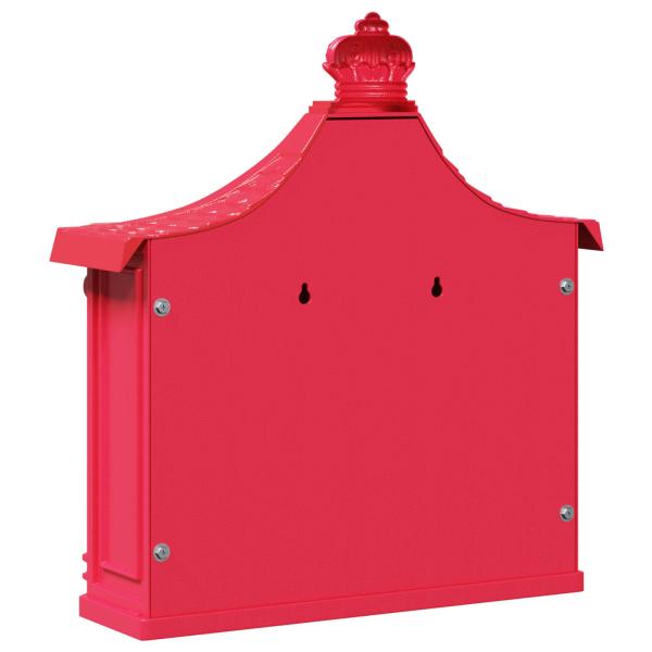 Wandmontierter Briefkasten mit Speicher Rot 40,5 x 15,5 x 44 cm