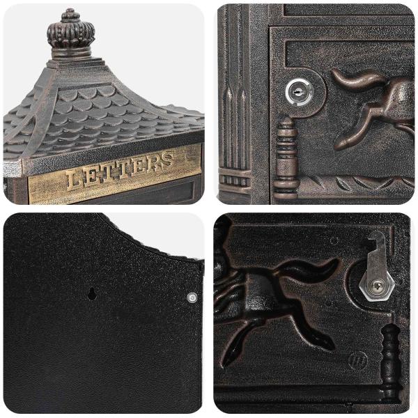 Wandmontierter Briefkasten mit Tür Bronze 40,5 x 15,5 x 44 cm