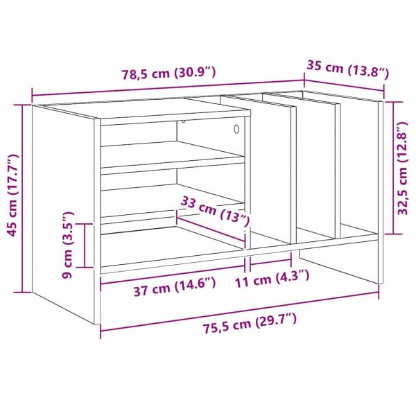 Schallplattenschrank mit Regal Artisan-Eiche 78,5 x 35 x 45 cm